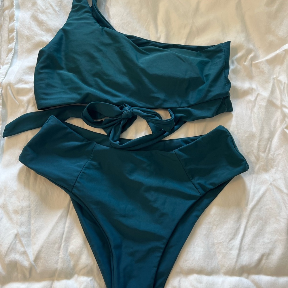 Teal One-Shoulder Bikini Set